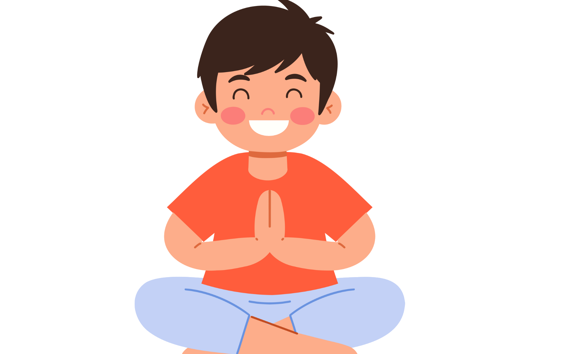 Ein Kind sitzt im Schneidersitz.